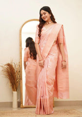 Nimisha Peach Banarasi Silk Saree