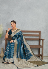 Charmi More Peach Banarasi Soft Silk Saree