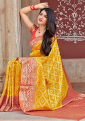 Kesariya Banarasi Silk saree