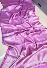 Samika – Lilac Purple Banarasi Soft Silk Saree with Silver Zari Weaving