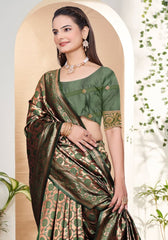 Niharika Mehandi Banarasi Silk Saree