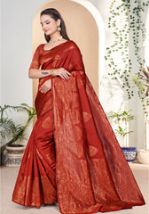 Yamika Red Banarasi Silk Saree