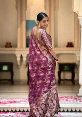 Anarkali Wine banarasi silk saree