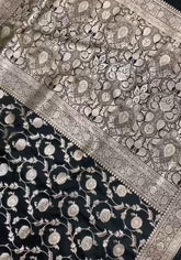 Black Banarasi Katan Silk Saree