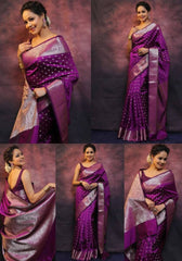 Suhani Wine Banarasi Silk Saree