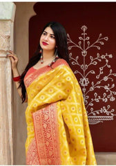 Kesariya Banarasi Silk saree