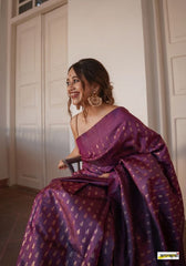 Khushi Wine Banarasi Silk Saree