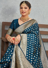 Charmi More Peach Banarasi Soft Silk Saree