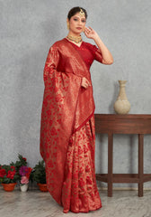 Gehna Red Banarasi Silk Saree