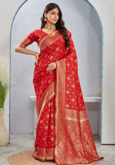 Rudrani Red Banarasi silk saree