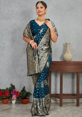 Janaki Morepeach Banarasi Soft Silk saree