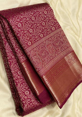 Bindu maroon Banarasi Silk Saree