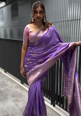 Yamika Lavender Banarasi Silk Saree