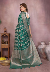 Sandhya Teal Organza Silk Saree
