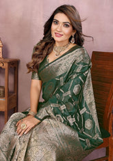 Sandhya Green Organza Silk Saree