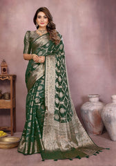 Sandhya Green Organza Silk Saree