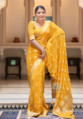 Radharani Gold Banarasi Silk Saree