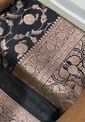 Black Banarasi Katan Silk Saree