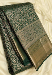 Bindu B.green Banarasi Silk Saree