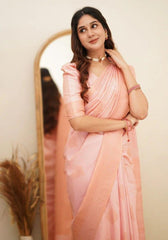 Nimisha Peach Banarasi Silk Saree