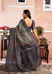 Srivalli N.blue Digital Silk saree