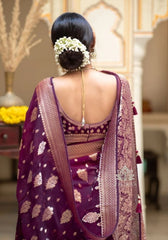 Radharani Wine Banarasi Silk Saree