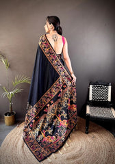 Ishani Black Nylon Silk Saree