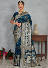 Janaki Morepeach Banarasi Soft Silk saree