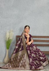 Sita Wine Banarasi Soft Silk Saree