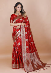Yashika Red Banarasi Silk Saree