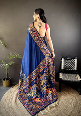 Ishani Navy blue Nylon Silk Saree