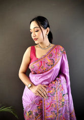 Ishani Lavender Nylon Silk Saree