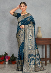 Janaki Morepeach Banarasi Soft Silk saree