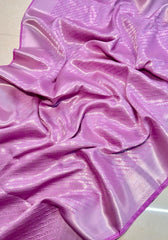 Samika – Lilac Purple Banarasi Soft Silk Saree with Silver Zari Weaving