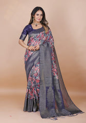 Srivalli Blue Digital Silk saree