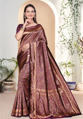 Nishaa Wine Banarasi Silk saree