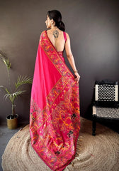 Ishani Red Nylon Silk Saree