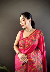 Ishani Red Nylon Silk Saree