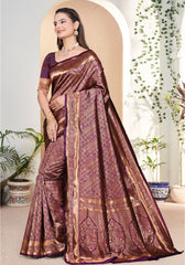Nishaa Wine Banarasi Silk saree