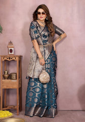 Sandhya Morepeach Organza Silk Saree