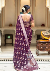 Radharani Wine Banarasi Silk Saree
