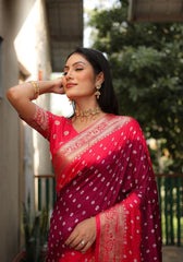 Ziyana Gajari Maroon Bandhej Silk Saree