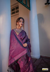 Khushi Wine Banarasi Silk Saree