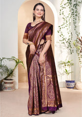 Nishaa Wine Banarasi Silk saree