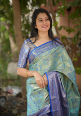 Roopshree Teal Kanjivaram Silk Saree