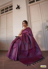 Khushi Wine Banarasi Silk Saree