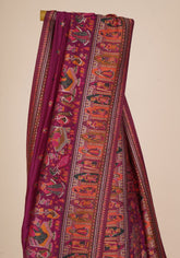 Rajlakshmi- Wine Pashmina Saree With Innovative Blouse Piece
