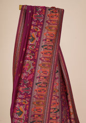 Rajlakshmi- Wine Pashmina Saree With Innovative Blouse Piece
