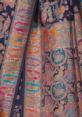 Tanirika – N.blue Naylon Sillk Saree with Vibrant Minakari Detailing