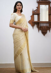 Sharini – Traditional Beige Soft Silk Saree with Refined Weaves